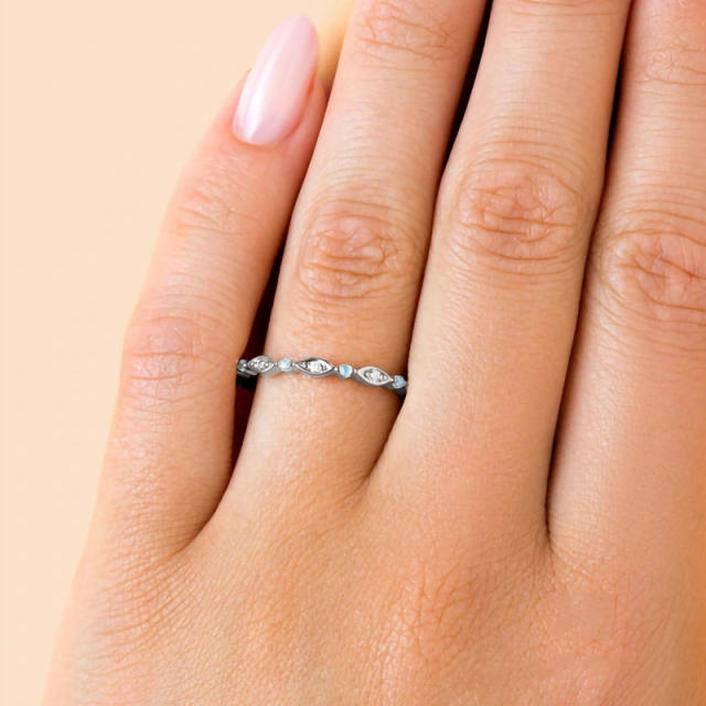 S925 sterling silver moonstone stackable rings