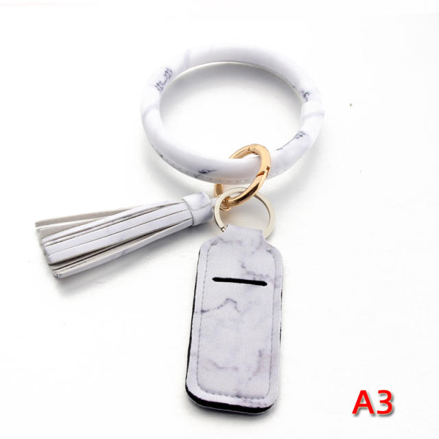 PU leather tassel bracelet lipstick cover keychain