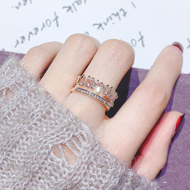 Chic diamond adjustable finger ring