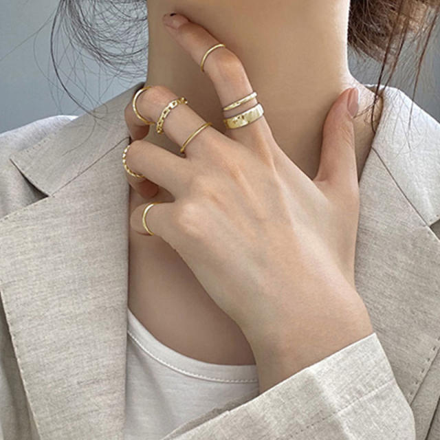 Fashion simple diamond finger rings 9 pcs set