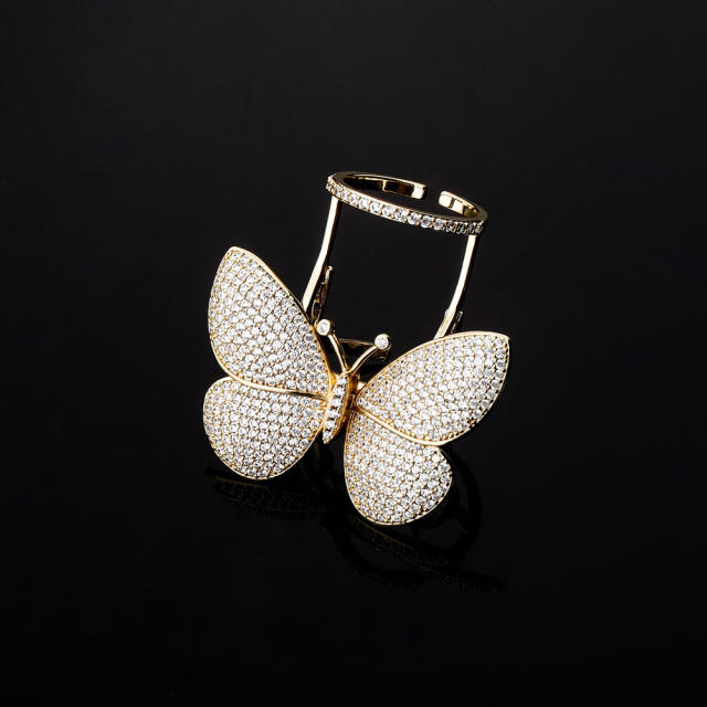 Active butterfly full zircon hippe ring