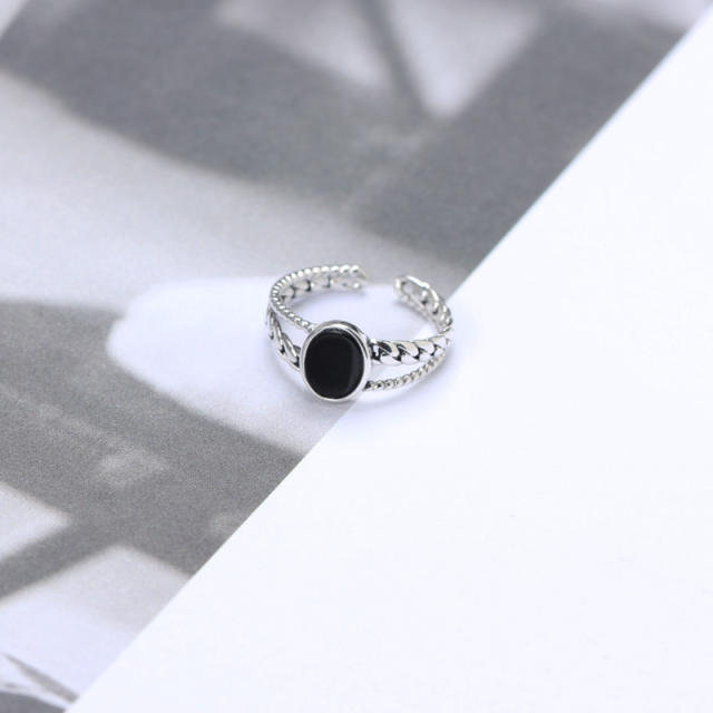 S925 vintage chain open ring