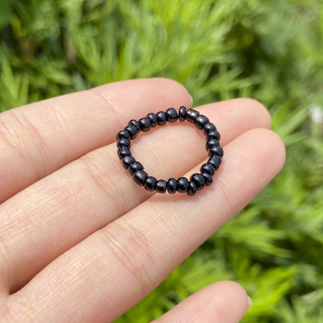 Boho seed beads color finger ring