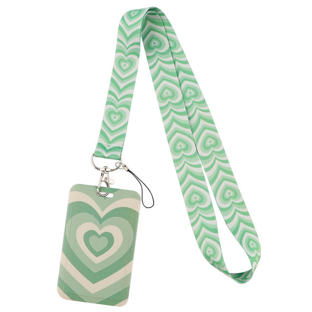 Colorful heart lanyard keychain card holder