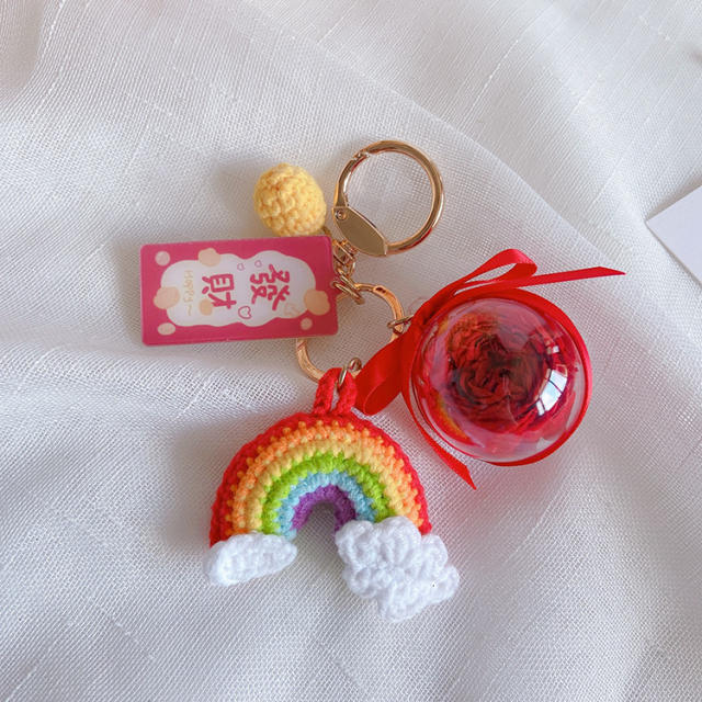 Rainbow eternal flower keychain