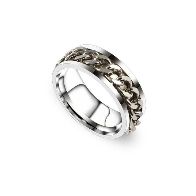 Silver chain punk finger ring