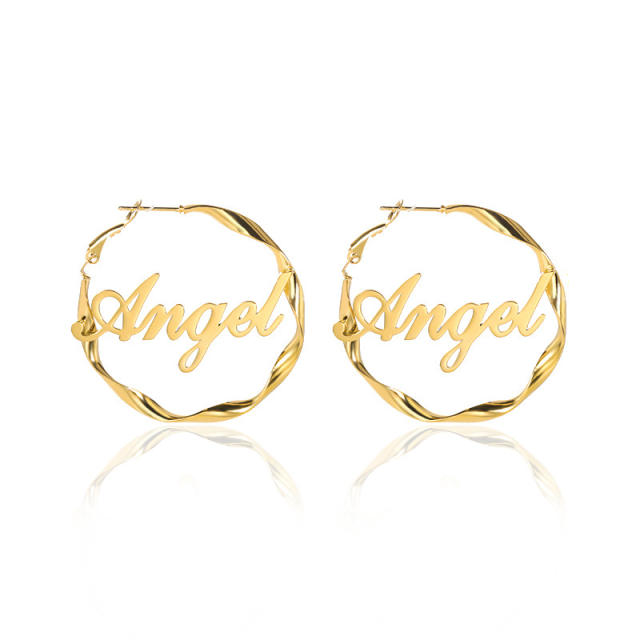 DIY stainless steel customized name hoop earrings