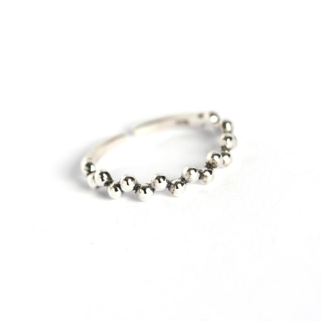 S925 irregular round beads open ring