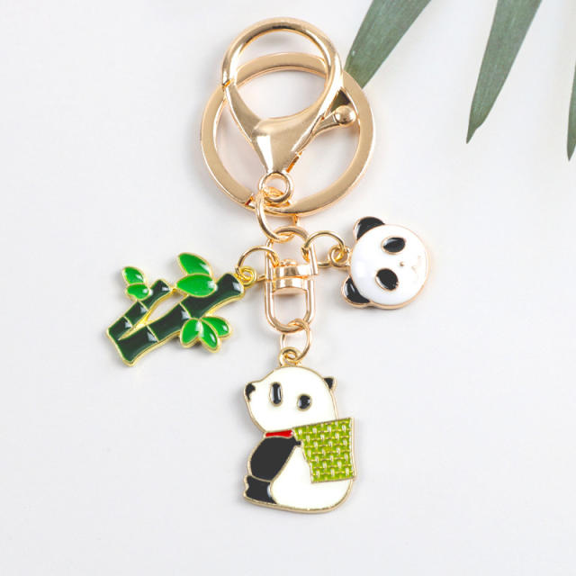 Cute panda metal keychain