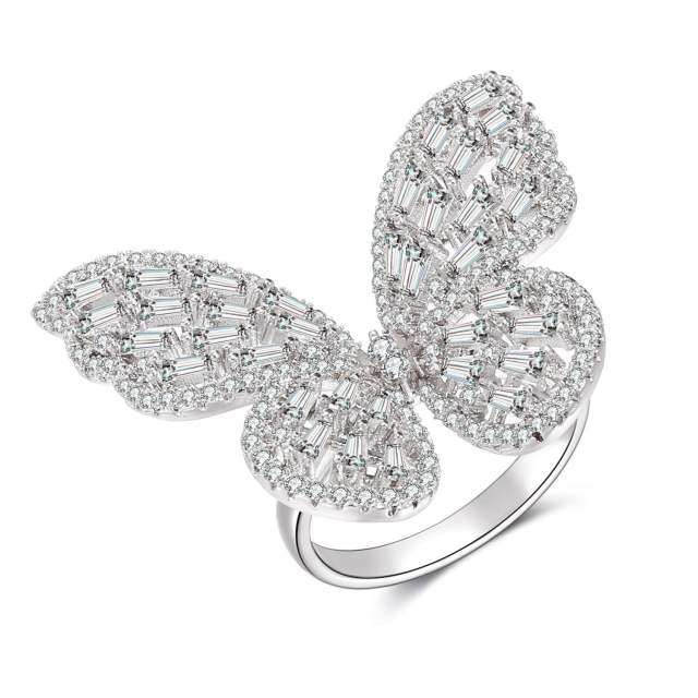 Diamond butterfly finger ring