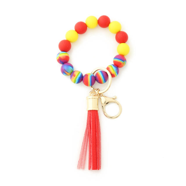 Bead tassel bracelet keychain