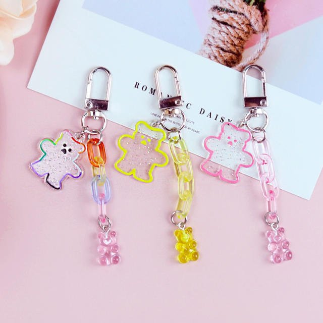 Cute acrylic bear keychain