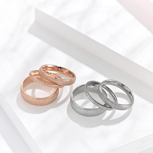 Japanese and Korean titanium steel rose gold frosted ring