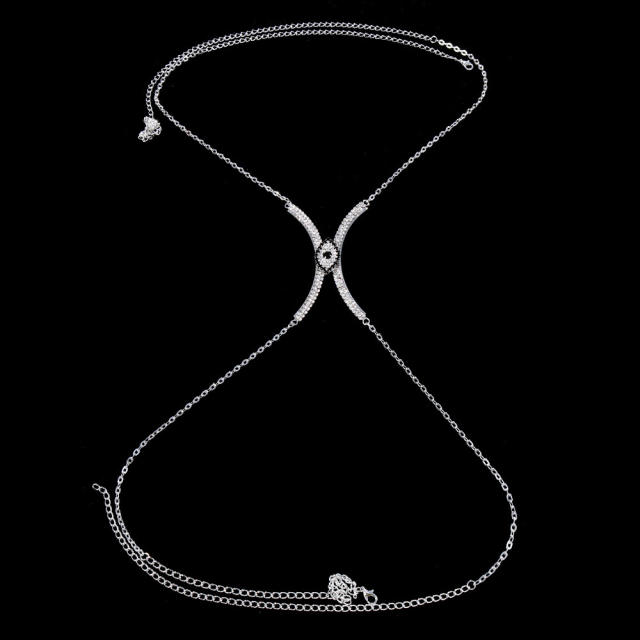 Evil eye chest brace diamond body chain