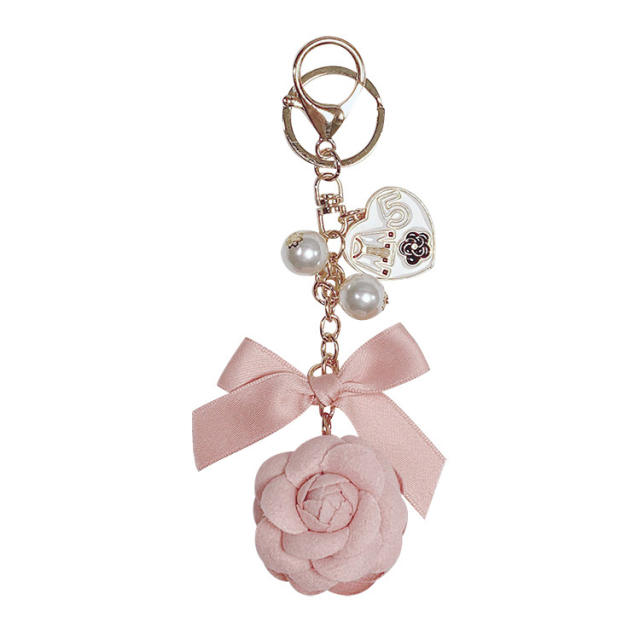 Pearl camellia double-sided keychain