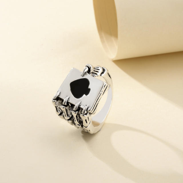 Playing cards punk finger ring