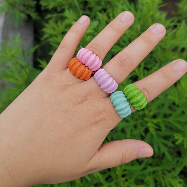 Candy color resin open finger ring