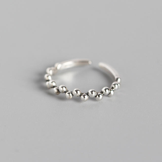 S925 irregular round beads open ring