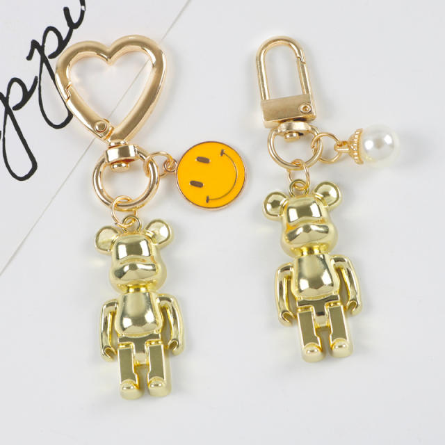 Cute bear pearl beaded keychain