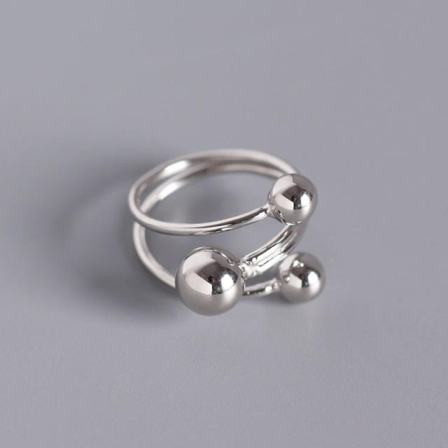 S925 round beads line open ring