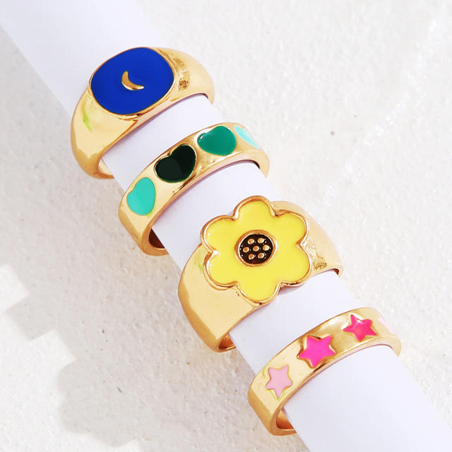 Enamel finger ring set