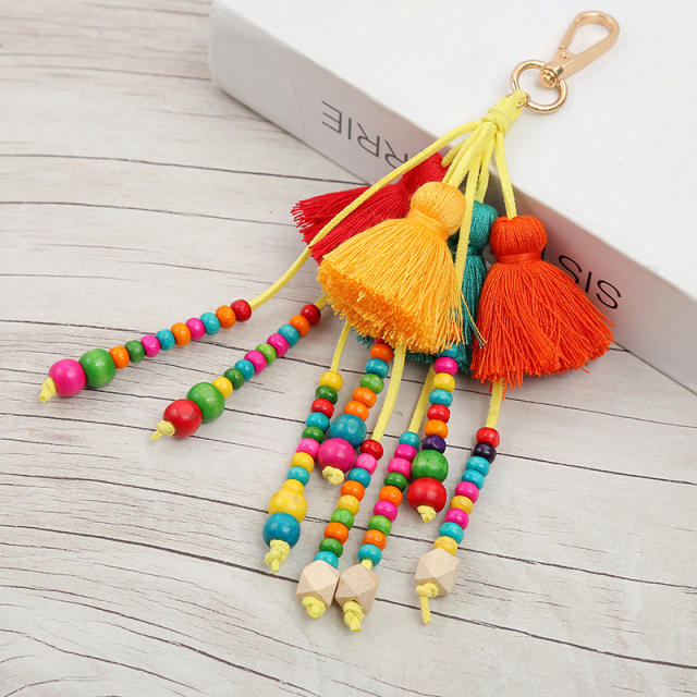 Colorful tassel beads keychain