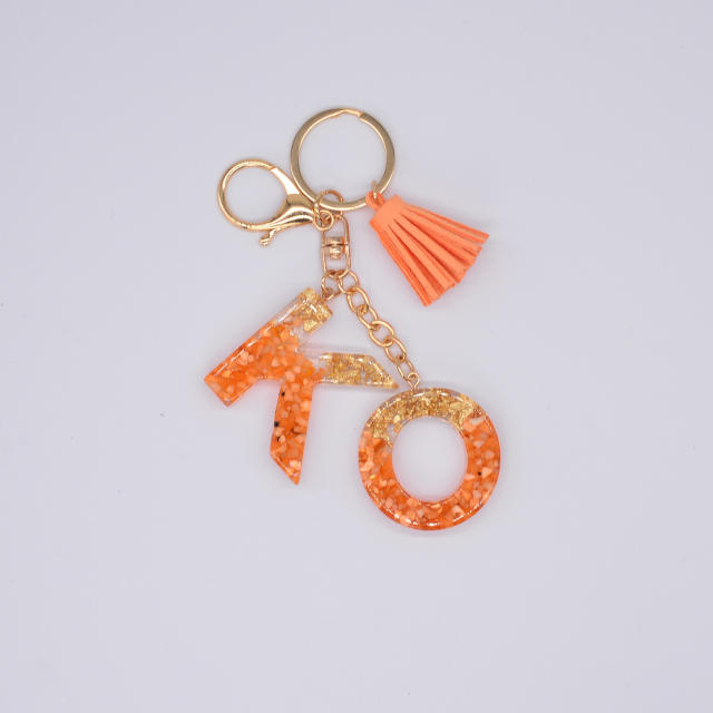 Orange tassel double letters keychain