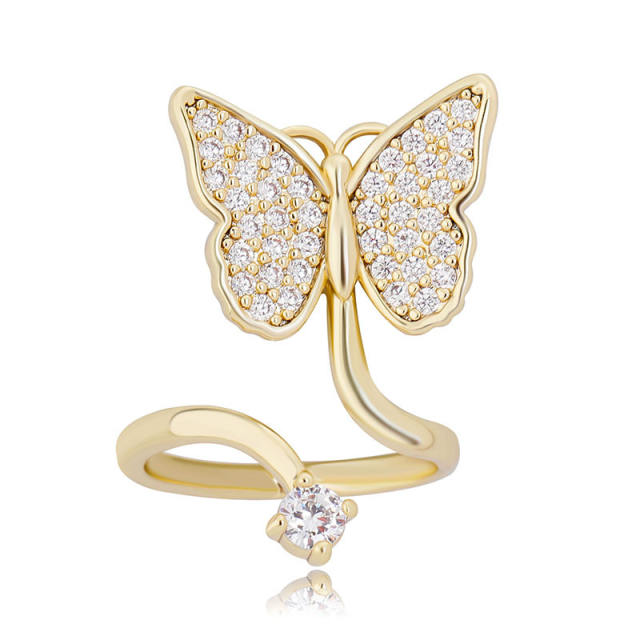 Full zircon butterfly fashionadjustable ring