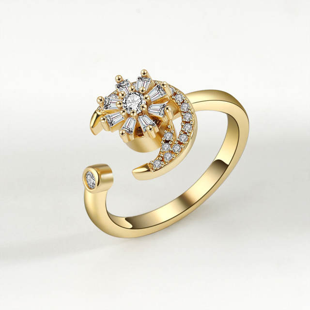 Diamond flower anxiety ring