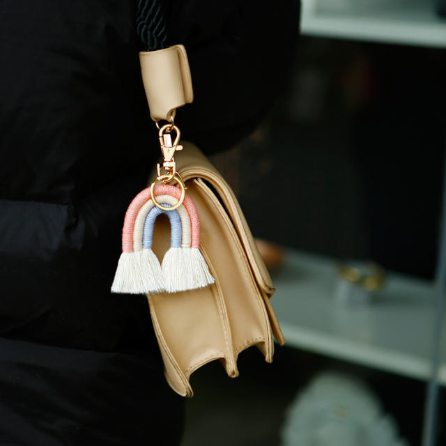 Creative handmade tassel rainbow keychain