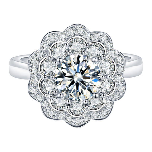 Flower diamond wedding rings