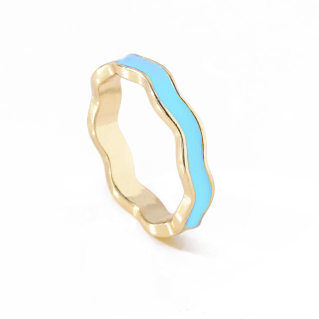 Color enamel wave finger ring