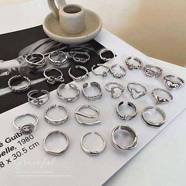 Vintage silver color open finger ring