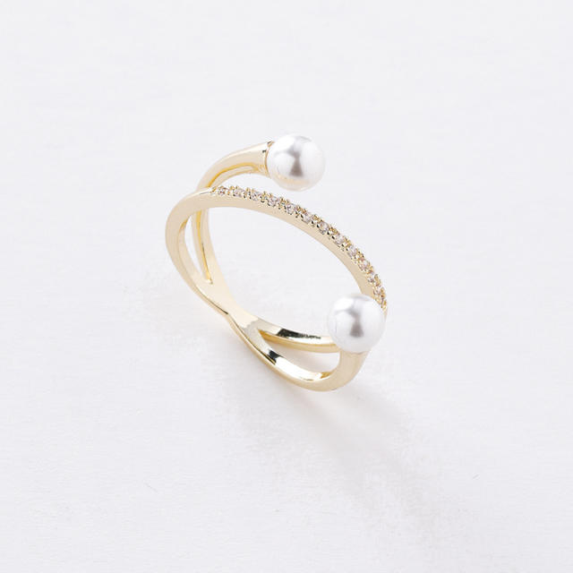 Cubic zirconia Pearl diamond open finger ring
