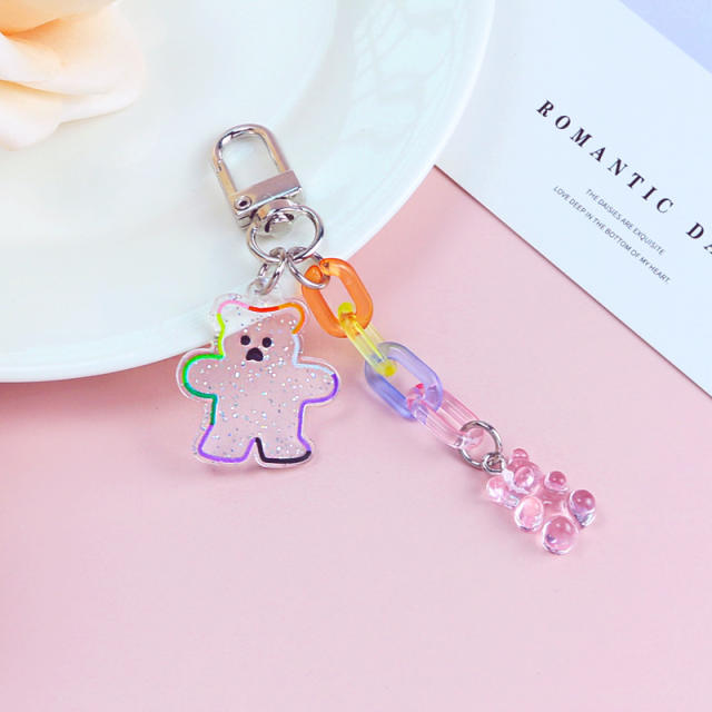 Cute acrylic bear keychain