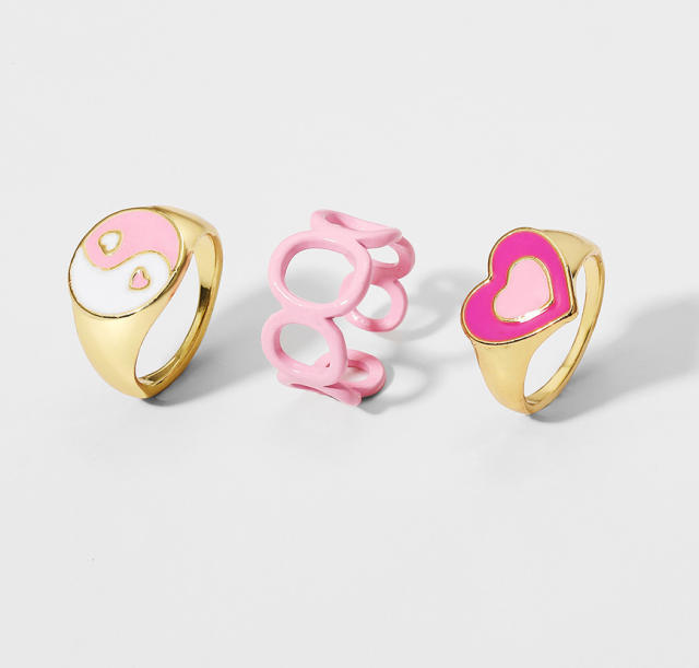 Enamel finger ring set