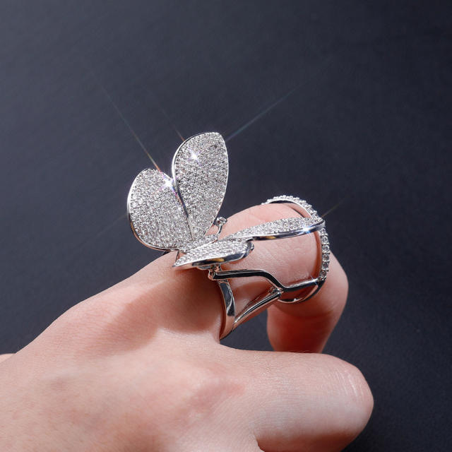 Active butterfly full zircon hippe ring