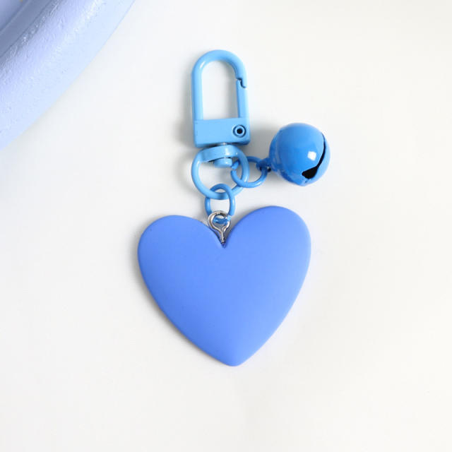 Candy color heart bell keychain