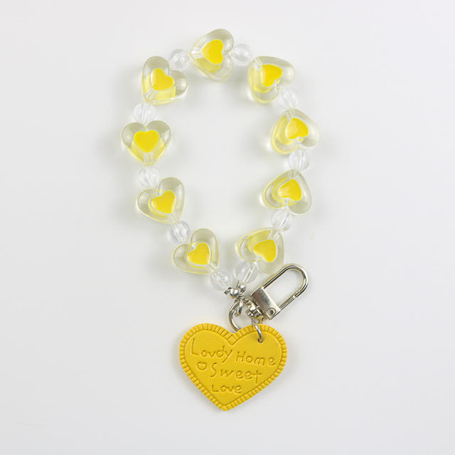Transparent heart colored keychain