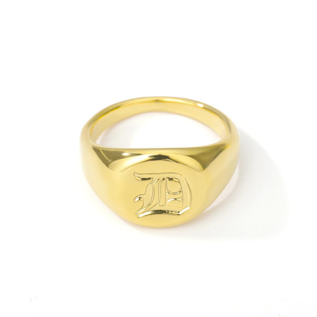 Initial letter copper signet rings