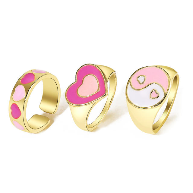 Enamel finger ring set