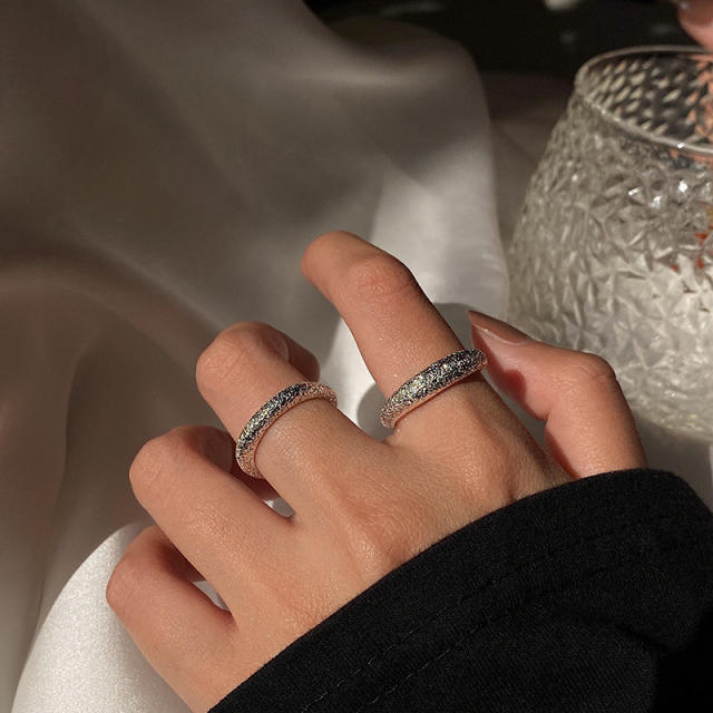 Personality silver color matte open finger ring