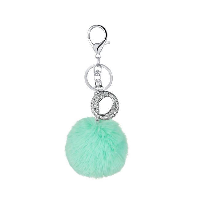 26 color fluzzy ball initial letter keychain