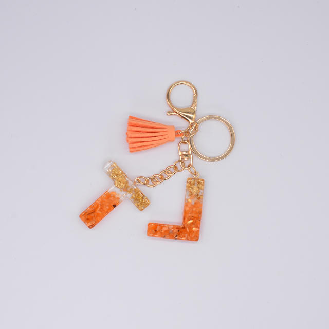 Orange tassel double letters keychain