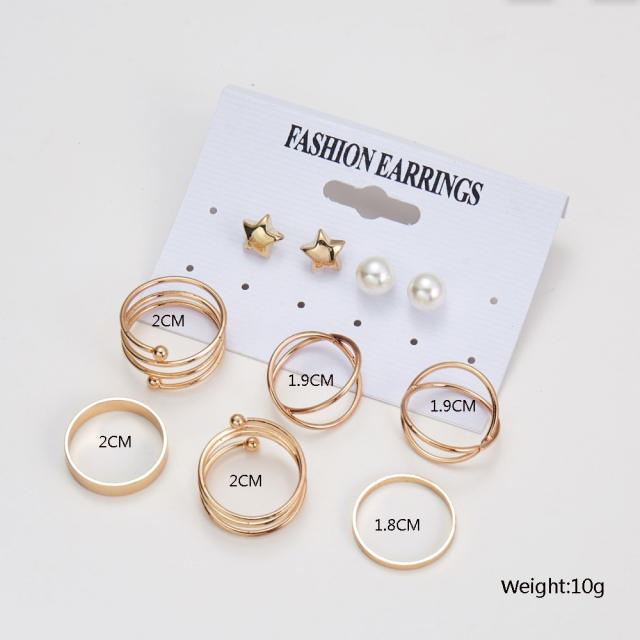Fashion mutilayer rings earrings set
