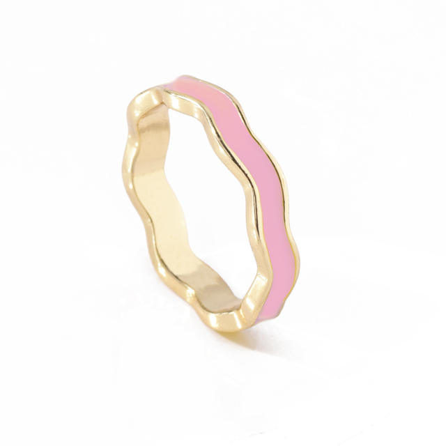 Color enamel wave finger ring