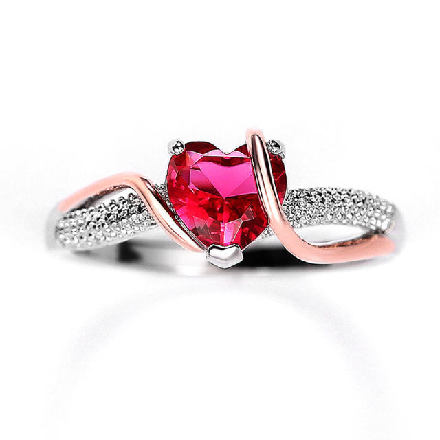 Red heart-shaped zircon ring