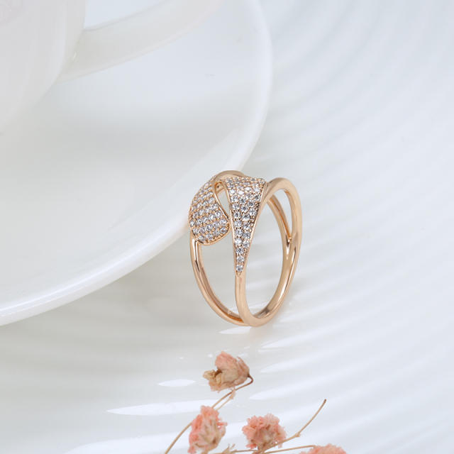 Korean-style double-layer inlaid zircon rose gold ring