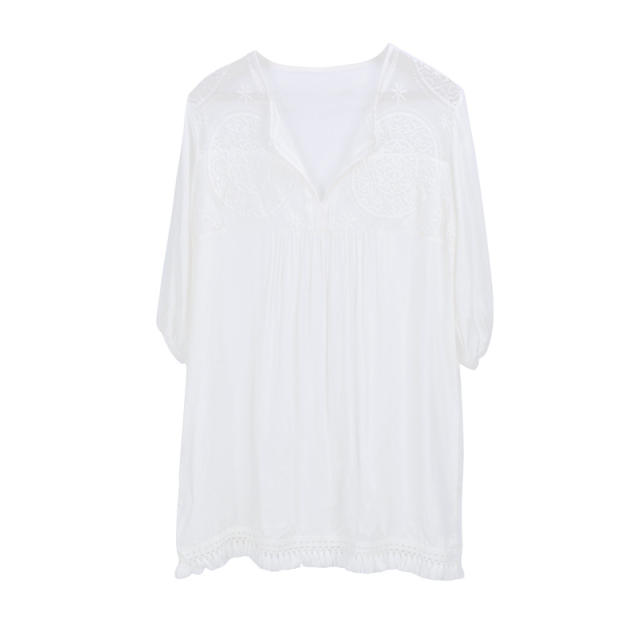 White tassel swimsuit cover up