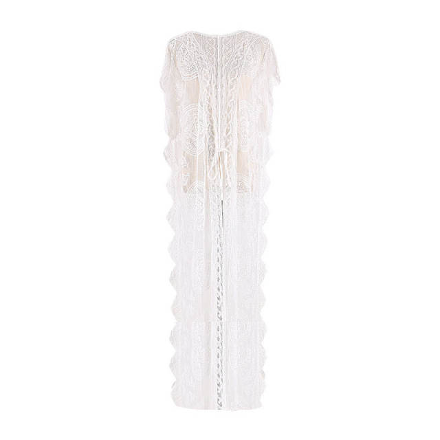 Lace embroidery swimsuit cover up